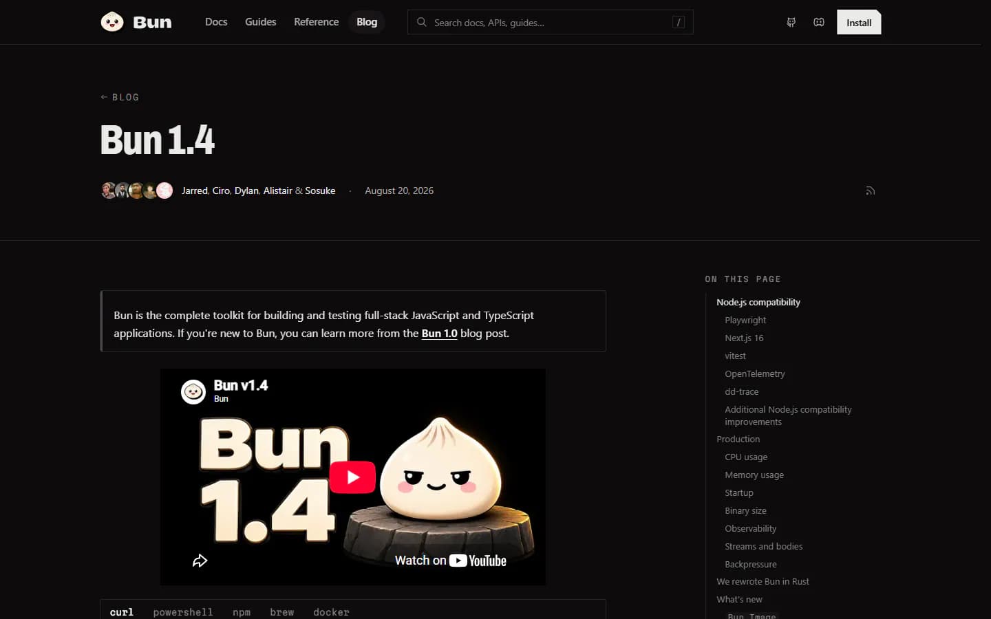 The Bun 1.4 release post.