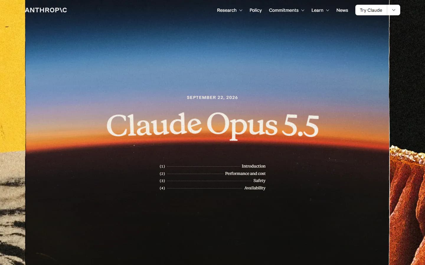 The Claude Opus 5.5 announcement, 22 September 2026.